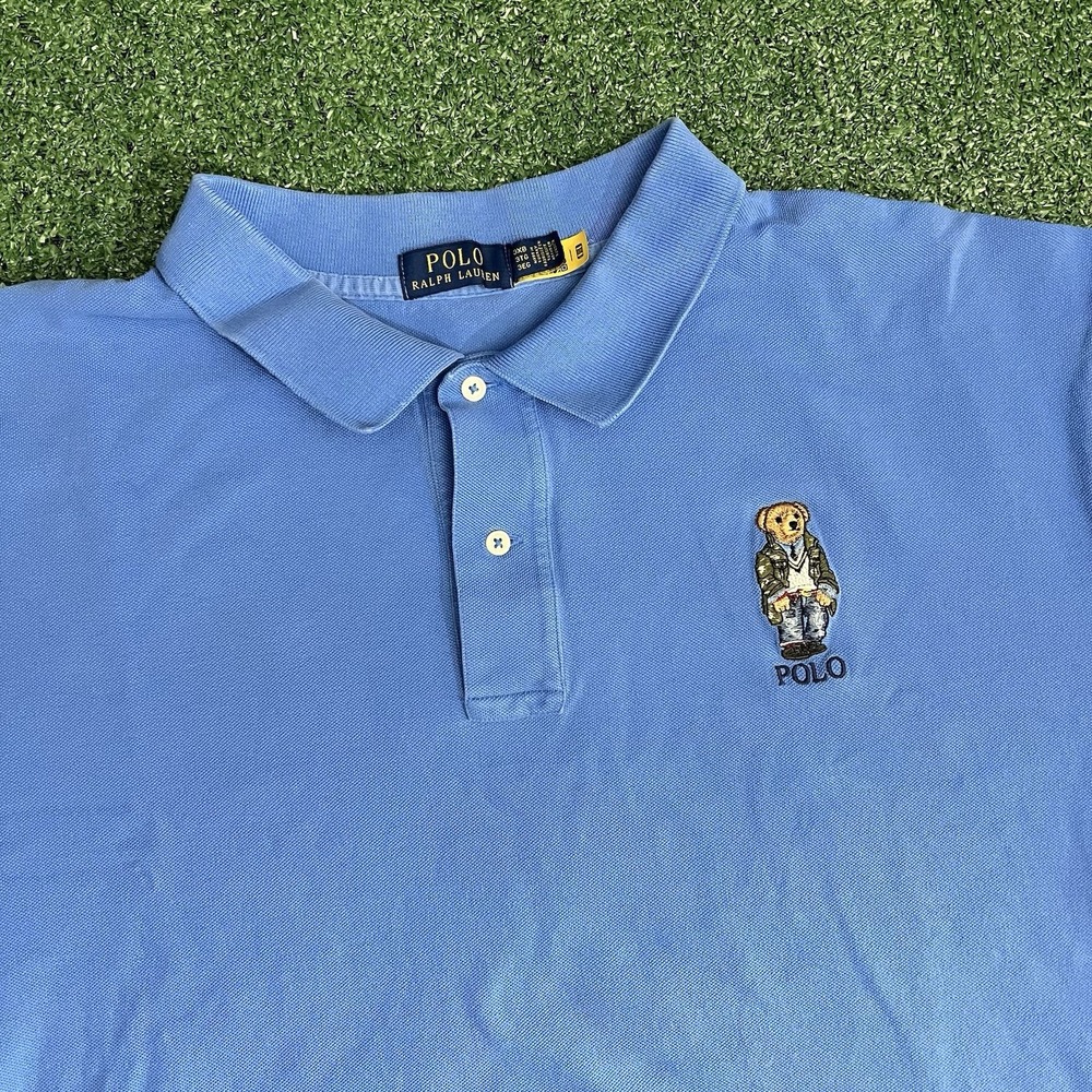 Polo Ralph Lauren Polo Shirt Big & Tall 3XB Blue Military Polo Bear Preppy